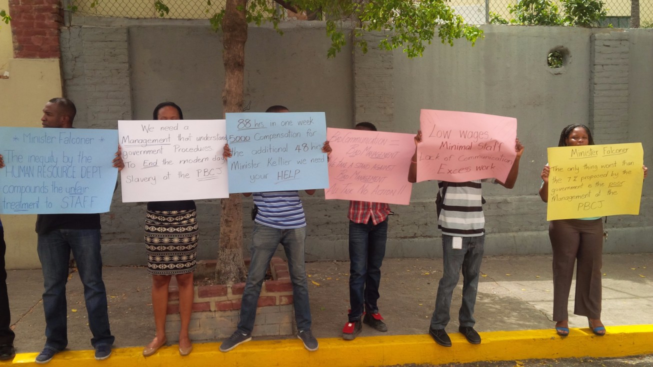 PBCJ employees protest outside Gordon House